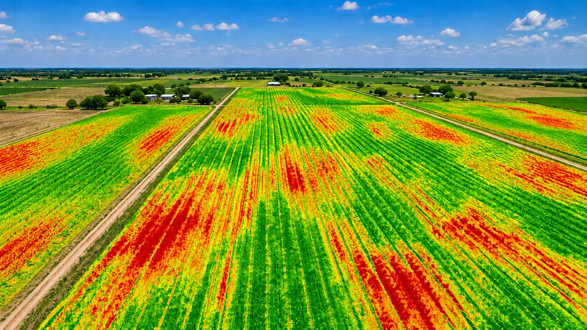 NDVI scan showing vegetation stress zones in a South Texas field